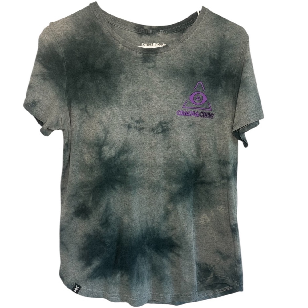 Dutch Bros MEDIUM COACHA Crew Black Tie Dye DB 1992 Purple Triangle Eye